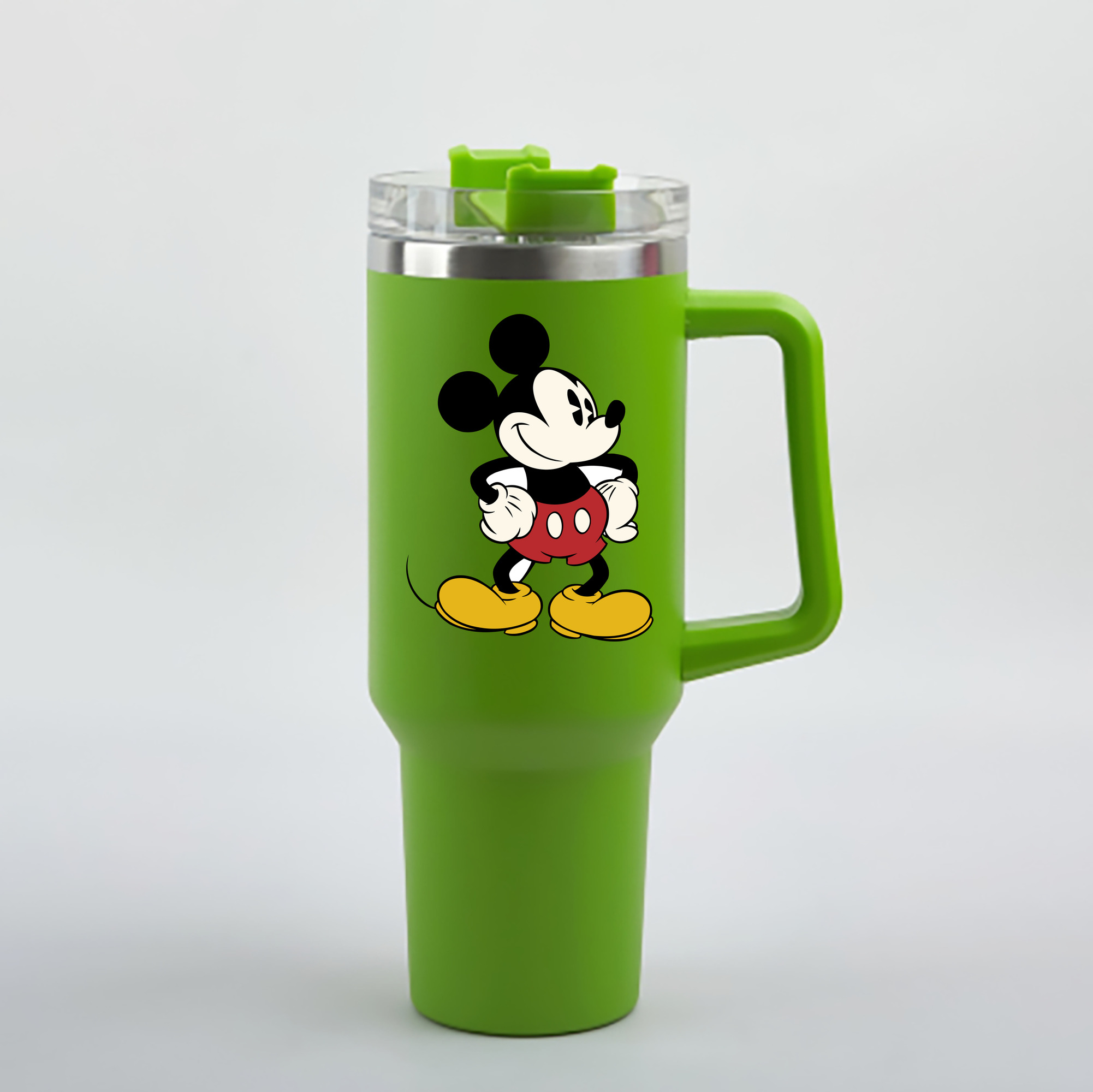 （画像用） ミッキーマウス Mickey Mouse 1200mL車用タンブラー - クリスタルステッカー（プラスチックストロー付き）